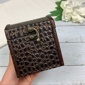 Mini Wooden Reptilian Latch Brown Trunk Box